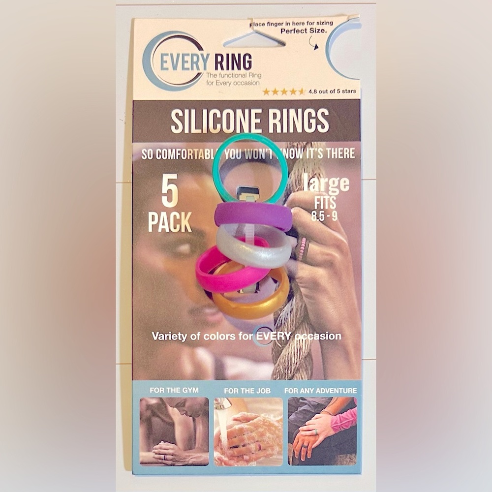 Every Ring silicone wedding/engagement replacement ring NEW 5pack SZ 8.5-9